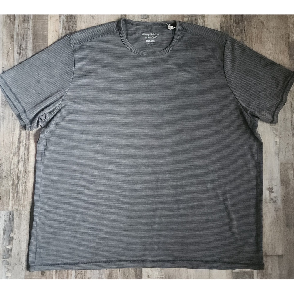 Tommy Bahama IslandZone T-Shirt Mens 4XLT Gray Textured Short Sleeve Crewneck